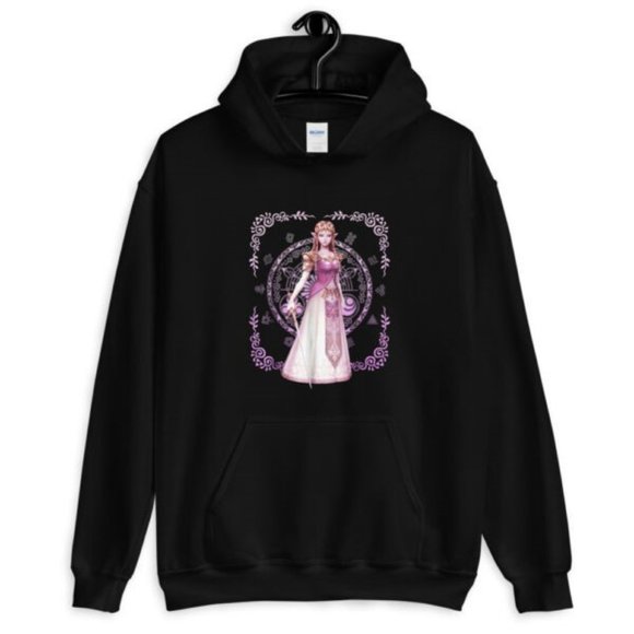 Nintendo Zelda Pink Ornate Border Portrait Unisex Hoodie_2206637 - Picture 1 of 1